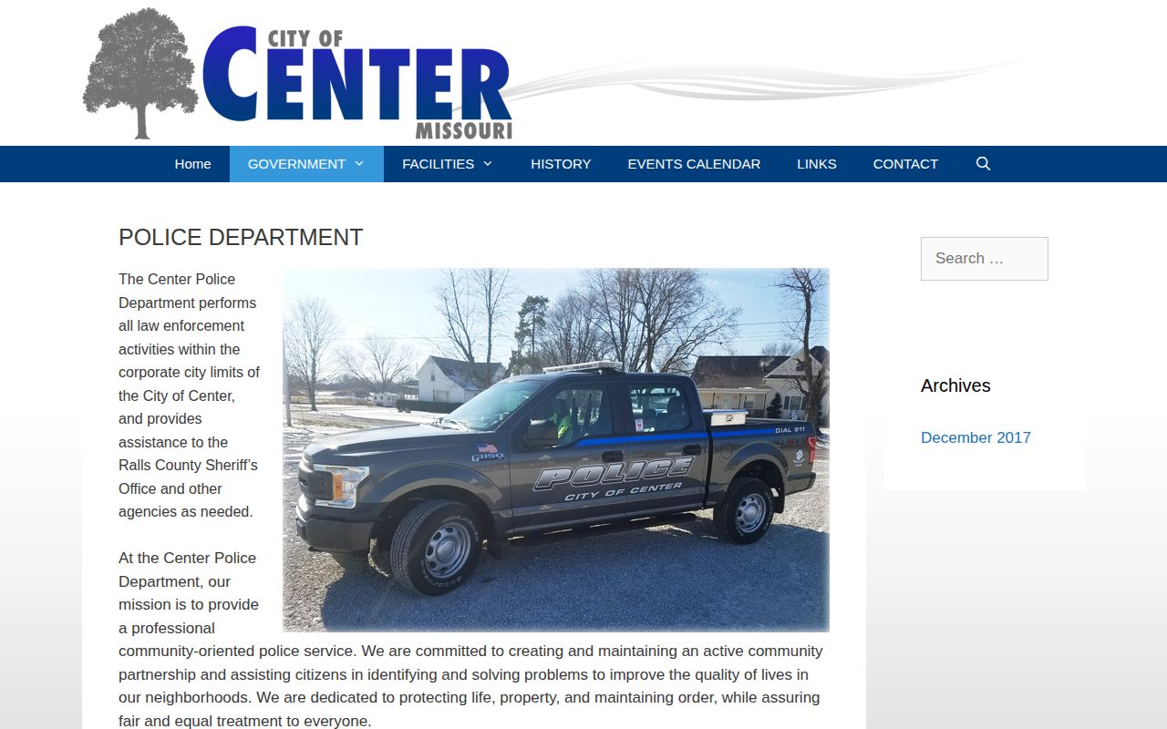 Center Police Department official source for Center arrest-record requests